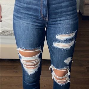 American Eagle high rise ripped jeans